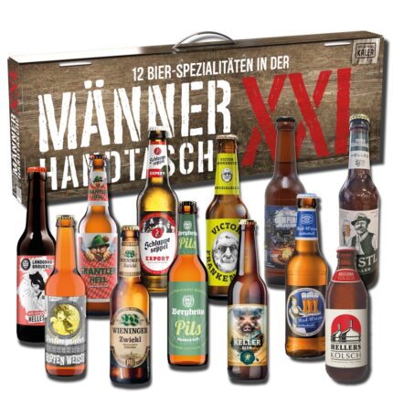 Männerhandtasche XXL mit Bier – 12 Bierspezialitäten Geschenkbox