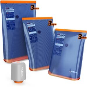 Vacbird ColorPouch – 9 Vacuum Bags with Expanded Base and Pump